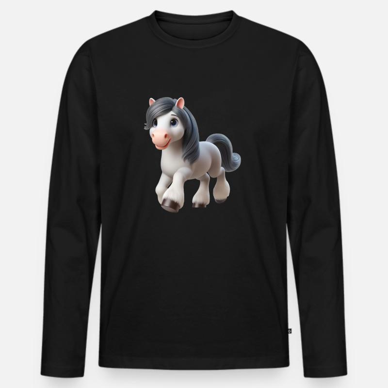 Pferd 2 - Männer Premium Bio Langarmshirt - Schwarz