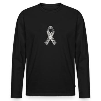 Elegantes Spitzenmuster Awareness Ribbon Elegant - Männer Premium Bio Langarmshirt - Schwarz - Vorne - Nico (187cm)