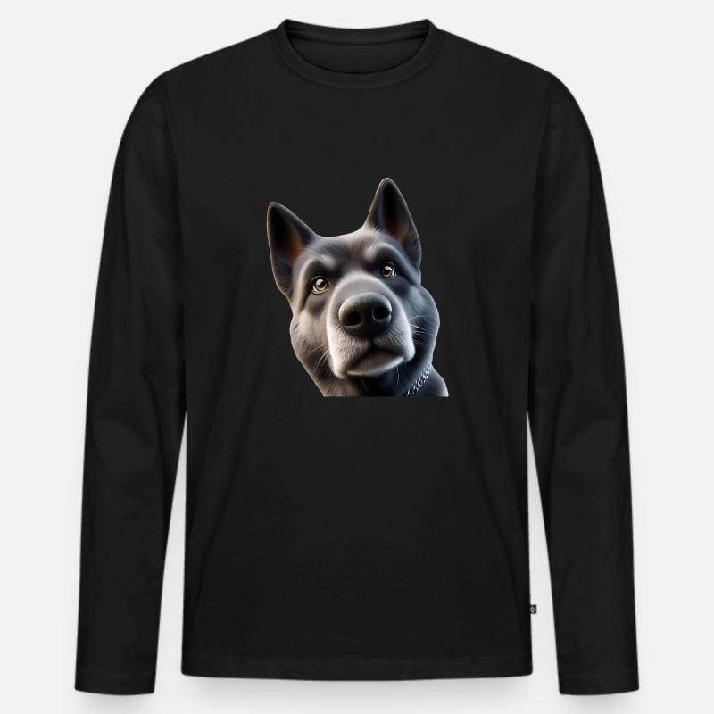 Hund Kopf 2 - Männer Premium Bio Langarmshirt - Schwarz