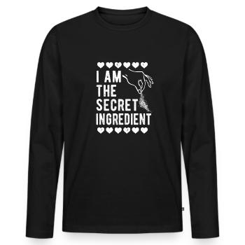 Pâtisserie et cuisine, ingrédient secret Am Me - T-shirt manches longues Premium bio Homme - noir - Devant - Nico (187cm)