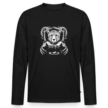 Guépard Boxer Arts Martiaux MMA - T-shirt manches longues Premium bio Homme - noir - Devant - Nico (187cm)