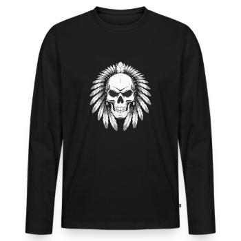 GRIM STIL - Männer Premium Bio Langarmshirt - Schwarz - Vorne - Nico (187cm)