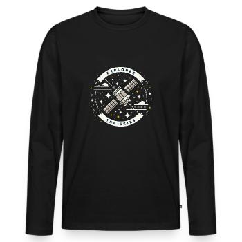 EXPLOREZ LE CIEL - T-shirt manches longues Premium bio Homme - noir - Devant - Nico (187cm)