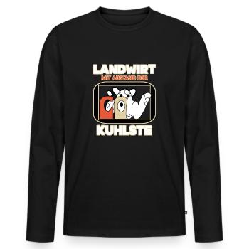La vache fermière la plus cool - T-shirt manches longues Premium bio Homme - noir - Devant - Nico (187cm)