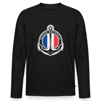 Marine Nationale - T-shirt manches longues Premium bio Homme - noir - Devant - Nico (187cm)
