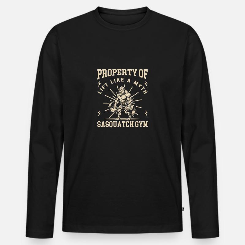 Eigentum von Sasquatch Gym - Männer Premium Bio Langarmshirt - Schwarz