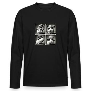 Guinea Pig Selfie Funny Hats Vintage Photo Shoot A - Men's Premium Organic Long Sleeve Shirt - black - Front - Nico (187cm)