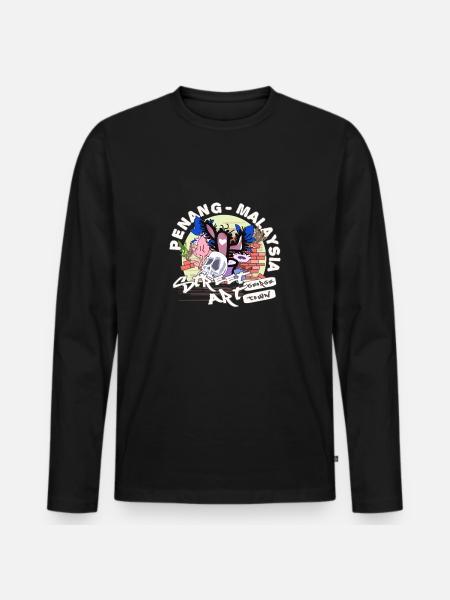 Mural in Penang - Men's Premium Organic Long Sleeve Shirt - black