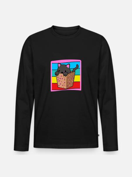 Cat in a box - Men's Premium Organic Long Sleeve Shirt - black