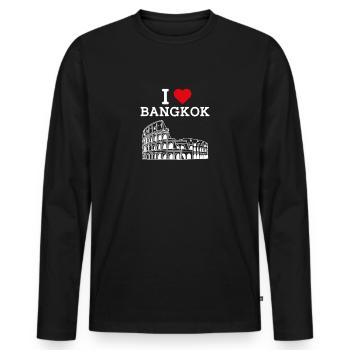 J’aime Bangkok Lover Colisée Cool Drapeau de la Thaïlande - T-shirt manches longues Premium bio Homme - noir - Devant - Nico (187cm)
