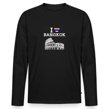 J’aime Bangkok Tourisme frais Thaïlande Amoureux Drapeau - T-shirt manches longues Premium bio Homme - noir - Devant - Nico (187cm)