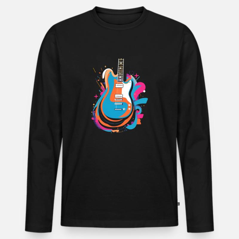 Bunte E-Gitarre - Männer Premium Bio Langarmshirt - Schwarz