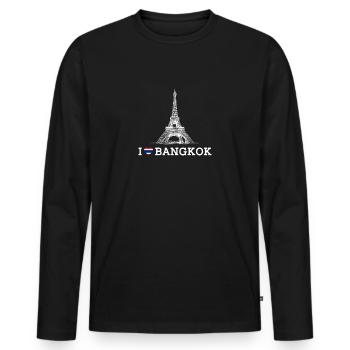 Amoureux de la Tour Eiffel Thaïlande J’aime Bangkok Drapeau - T-shirt manches longues Premium bio Homme - noir - Devant - Nico (187cm)