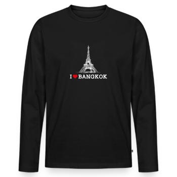 J’aime Bangkok Drapeau Tour Eiffel Lover Thaïlande - T-shirt manches longues Premium bio Homme - noir - Devant - Nico (187cm)