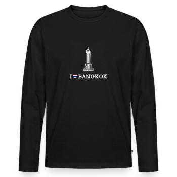 J’aime Bangkok Empire Heart Drapeau Thaïlande État - T-shirt manches longues Premium bio Homme - noir - Devant - Nico (187cm)