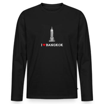 J’aime Bangkok Cool State Thaïlande Lover Heart Pun - T-shirt manches longues Premium bio Homme - noir - Devant - Nico (187cm)