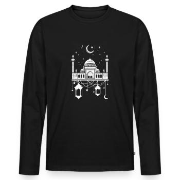 Moschee mit Halbmond - Männer Premium Bio Langarmshirt - Schwarz - Vorne - Nico (187cm)