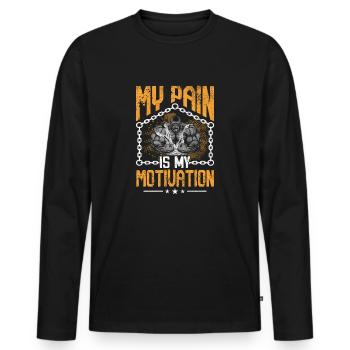 Pain as Motivation Fitness Design - Men's Premium Organic Long Sleeve Shirt - black - Front - Nico (187cm)
