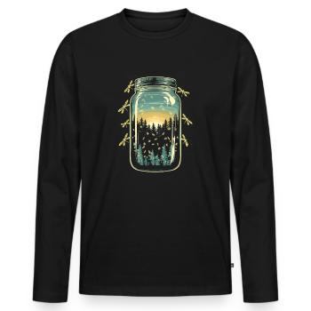 Lucioles magiques de la forêt - T-shirt manches longues Premium bio Homme - noir - Devant - Nico (187cm)