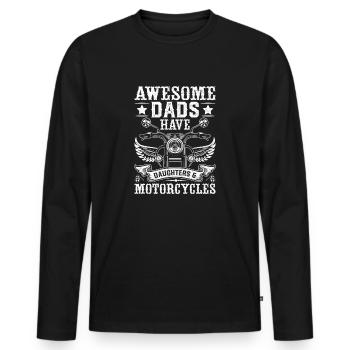 Les papas cool ont des filles et des motos - T-shirt manches longues Premium bio Homme - noir - Devant - Nico (187cm)
