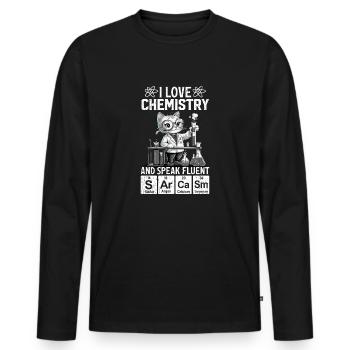 J’aime la chimie Funny Science Cat - T-shirt manches longues Premium bio Homme - noir - Devant - Nico (187cm)