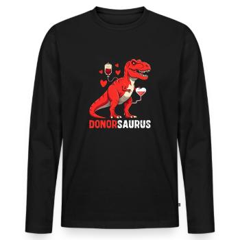 Donorsaurus – Lustiges Blutspende Dinosaurier Desi - Männer Premium Bio Langarmshirt - Schwarz - Vorne - Nico (187cm)