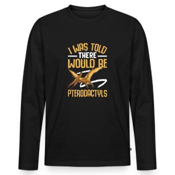 Lustiges Pterodaktylus Dinosaurier Design - Männer Premium Bio Langarmshirt - Schwarz - Vorne - Nico (187cm)