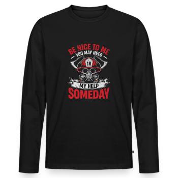 Firefighter Hero Retro Style - Men's Premium Organic Long Sleeve Shirt - black - Front - Nico (187cm)
