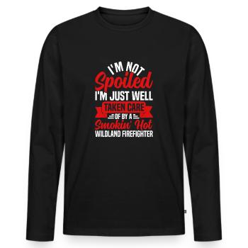 Funny Firefighter Partner Design - Men's Premium Organic Long Sleeve Shirt - black - Front - Nico (187cm)