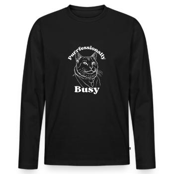 Purrfessionally Busy - Men's Premium Organic Long Sleeve Shirt - black - Front - Nico (187cm)