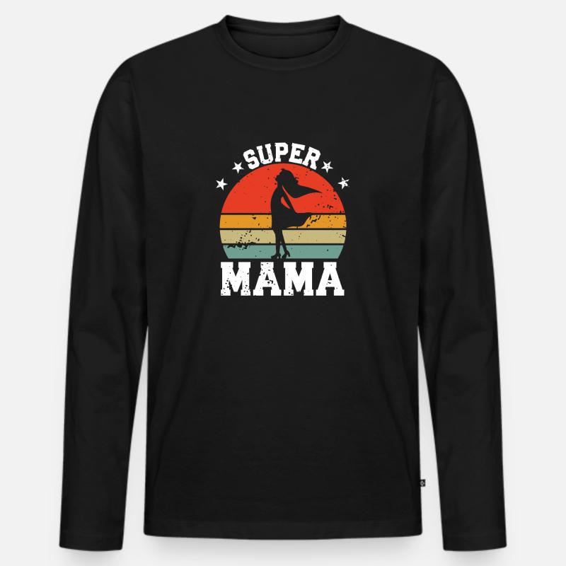 super mama - Männer Premium Bio Langarmshirt - Schwarz