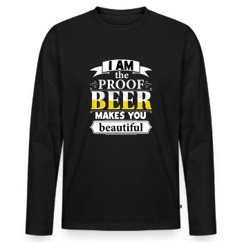 La bière vous rend belle pour les gagnants - T-shirt manches longues Premium bio Homme - noir - Devant - Nico (187cm)