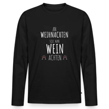 Vin de Noël planche de travail 1 - T-shirt manches longues Premium bio Homme - noir - Devant - Nico (187cm)