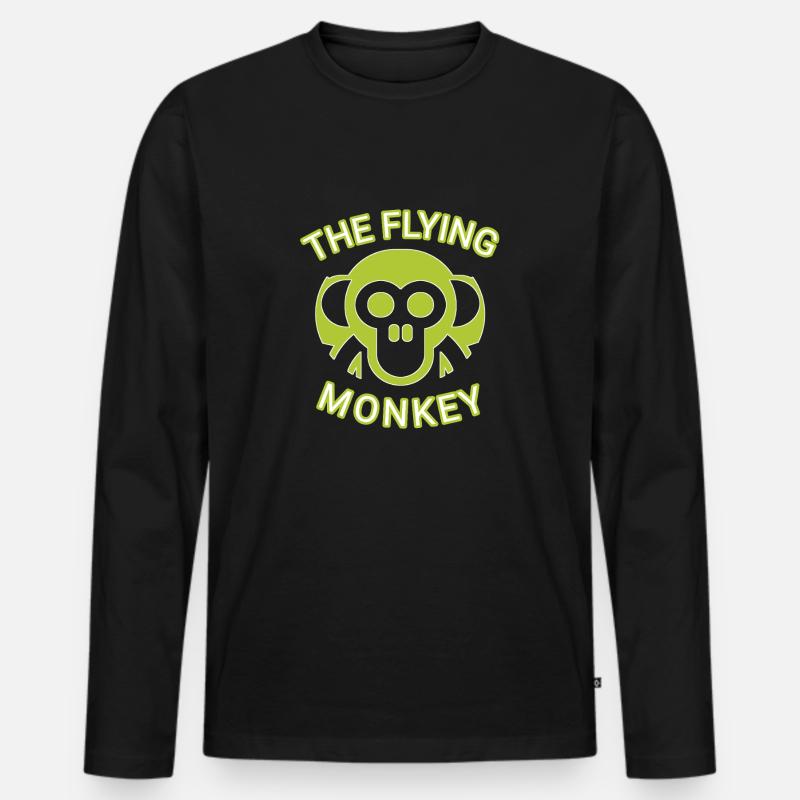 The flying Monkey Grün - Männer Premium Bio Langarmshirt - Schwarz