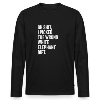 mauvais cadeau éléphant blanc haha like - T-shirt manches longues Premium bio Homme - noir - Devant - Nico (187cm)
