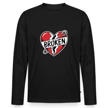BROKEN HEART - Men's Premium Organic Long Sleeve Shirt - black - Front - Nico (187cm)