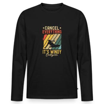 Kitesurfing Cancel everything, it's windy outside - Men's Premium Organic Long Sleeve Shirt - black - Front - Nico (187cm)