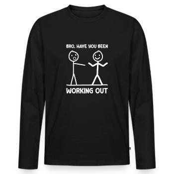 Working out Bodybuilding Bodybuilder Kraftsport - Männer Premium Bio Langarmshirt - Schwarz - Vorne - Nico (187cm)