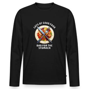 LOTS OF GOOD FOOD BAD FOR THE STOMACH - Männer Premium Bio Langarmshirt - Schwarz - Vorne - Nico (187cm)