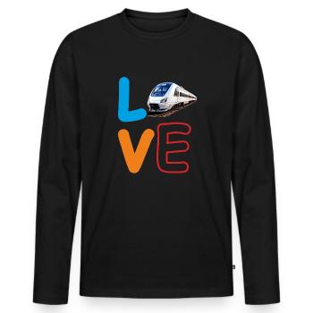 LOVE TRAIN TRAIN - Men's Premium Organic Long Sleeve Shirt - black - Front - Nico (187cm)