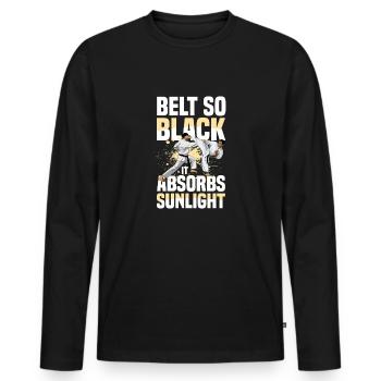 Ceinture si noire qu’elle absorbe la lumière du soleil - T-shirt manches longues Premium bio Homme - noir - Devant - Nico (187cm)