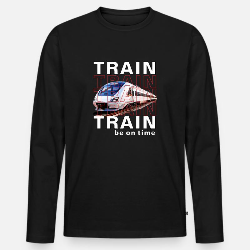 ZUG TRAIN be on time - Männer Premium Bio Langarmshirt - Schwarz