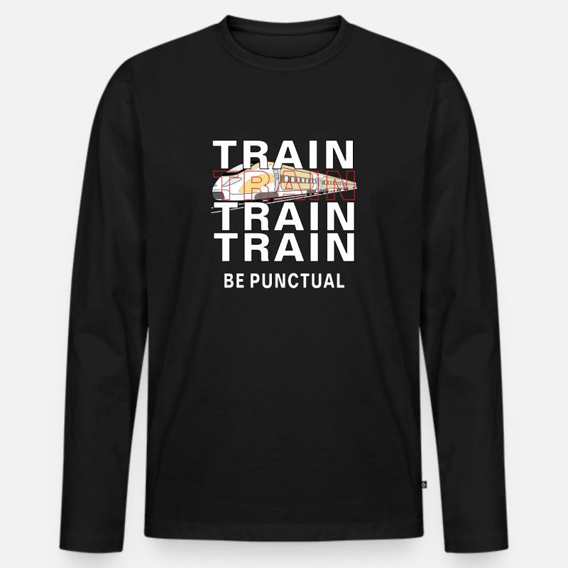 ZUG TRAIN BE PUNCTUAL - Männer Premium Bio Langarmshirt - Schwarz