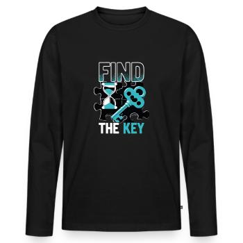 Salle d’évasion Trouver la clé - T-shirt manches longues Premium bio Homme - noir - Devant - Nico (187cm)