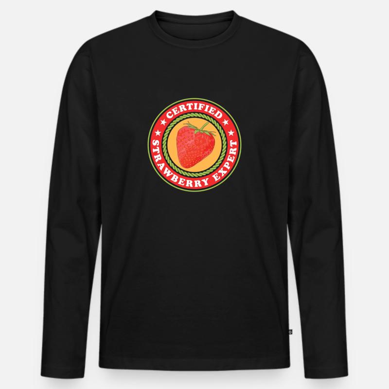 Erdbeeren Experte Strawberry Erdbeere Geschenk - Männer Premium Bio Langarmshirt - Schwarz