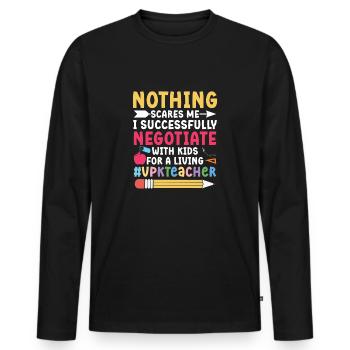 Don't worry, I negotiated successfully with me - Men's Premium Organic Long Sleeve Shirt - black - Front - Nico (187cm)