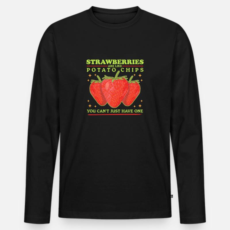 Erdbeeren Strawberry Erdbeere Geschenke - Männer Premium Bio Langarmshirt - Schwarz