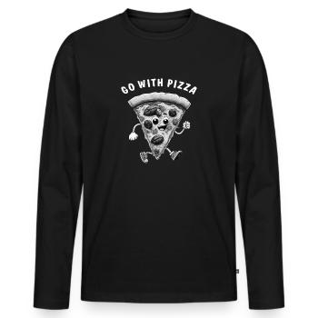 PIZZA GO WITH PIZZA - Men's Premium Organic Long Sleeve Shirt - black - Front - Nico (187cm)