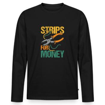 Bandes pour l’argent Électricien - T-shirt manches longues Premium bio Homme - noir - Devant - Nico (187cm)
