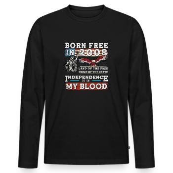 Born Free in 2008 - 17 Jahre Kraft & Freiheit - Männer Premium Bio Langarmshirt - Schwarz - Vorne - Nico (187cm)